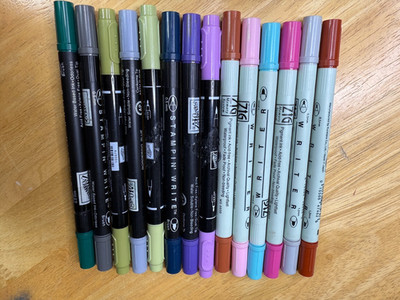 Stampin' Up! 14pc Lot Write Marvelous Markers Dual Tipped Ink Pens Zig Stamping