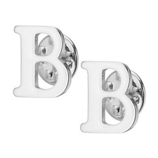 Letter Lapel Pins 2 Pcs Initial Alphabet Collar Pins Silver Tone Letter B