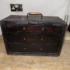 Vintage Wooden Engineers Collectors Tool Box For Restoration