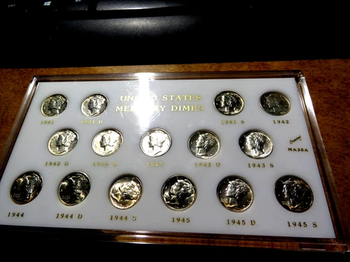High Grade Brilliant Uncirculated 1940 -1945PS 15 Coin Mercury Dime Short Set S5