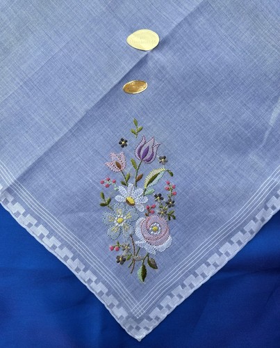 Vintage I Magnin & Co Ladies Hankie Hanky Handkerchief Switzerland Floral NWT