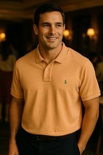 POLO RALPH LAUREN Classic Fit Men s Sz XL Orange Polo Shirt Green Pony