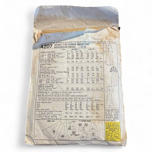 Vintage 1974 McCall’s 4207 Braut & Brautjungfer Kleid Schnittmuster Größe 9 - Bild 2 von 2