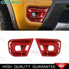 For Ford Ranger 23-2026 Red Carbon Fiber Front Fog Light Lamp Bumper Cover Trim