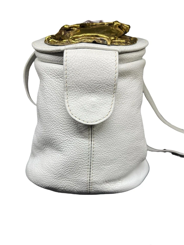 Vintage Copa Collection Leather Purse Handbag Brazil Handmade Brass Amethyst - Image 4 of 4