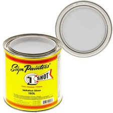 1 Shot Lettering Enamel Metallic Silver 193L   4oz Pinstriping Paint