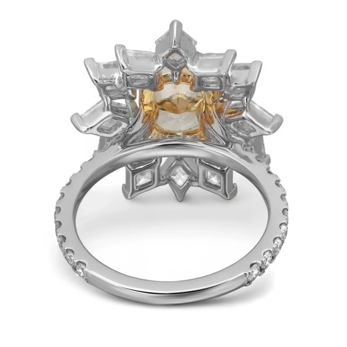 IGI Yellow Cushion & Kite Shape Lab Grown Diamond Cocktail Ring 14K White Gold - Picture 4 of 5