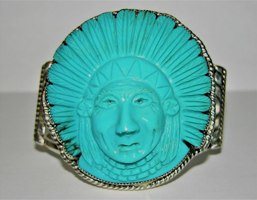 VINTAGE ZUNI NATIVE AMERICAN NATIVE AMERICAN STERLING CUFF - SIGNED