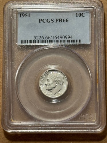 1951 Proof Roosevelt Dime PCGS PR66 - 第 1/2 張圖片