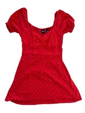 Gap Women’s Red Polka Dot Puff Sleeve Mini Dress Coquette Romantic Size Small