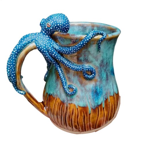 Taza de café hecha a mano de resina de pulpo 3D - Mango de tentáculo esculpido único - Imagen 9 de 20