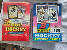 1991-92 Hockey Wax Box Lot - Score Series 1 & Bowman (Opened Boxes / Sealed Pack