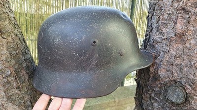 GERMAN HELMET M35 66 AND M35 64 WW2 STAHLHELM 2 PIECES