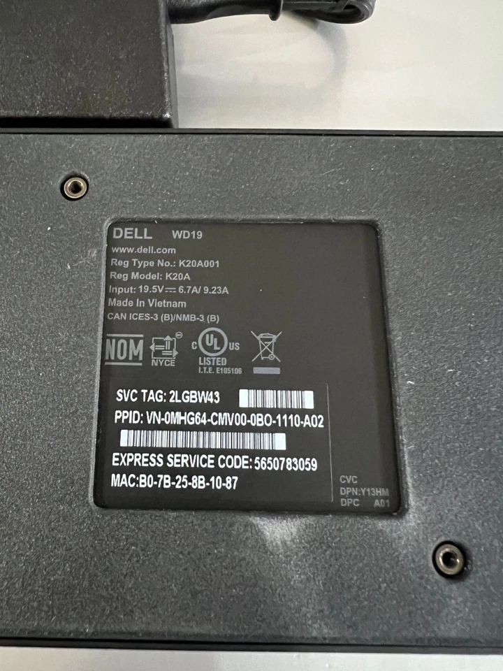 Estación de acoplamiento Dell WD19 130 W adaptador de CA replicador de puertos USB-C DisplayPort HDMI Foto 4 de 4