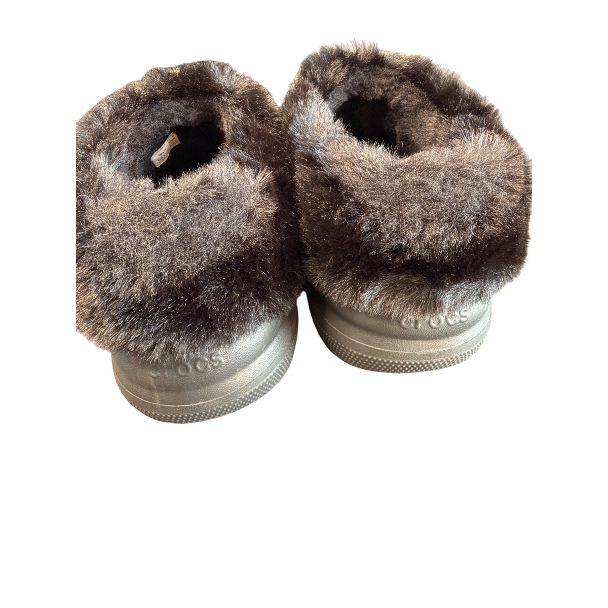 Crocs Furever Crush Clog Black Chunky Platform Faux Shearling Cozy Size 10 View 5