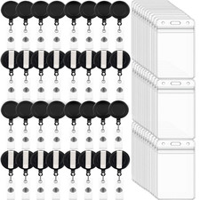 100 Pack ID Badge Holders with Retractable Badge Reels Clip for Doctor Nurse