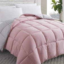 King 102x90" Pink Light Grey Down Alternative Comforter Quilted Duvet Insert