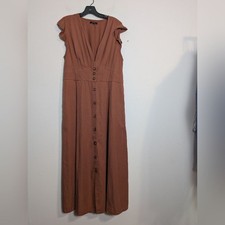 Quince Dress Vintage Wash Tencel Button Front Midi terracotta Rustic