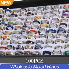 100X Wholesale Mixed Rings Bulk Finger Band Ring Lot Men/Women Jewelry Fashions