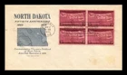 Dr Jim Stamps North Dakota 50 Anniv Block First Day Cover Grimsland Cachet