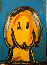 YELLOW DOG   by Kazav   Painting Stretched Canvas  ART ORIGINAL