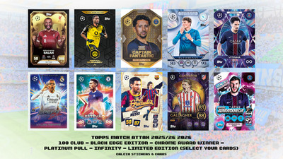 Topps Match Attax 2025/26 100 Club, Black Edge, Chrome, Infinity, Ltd. Edition+