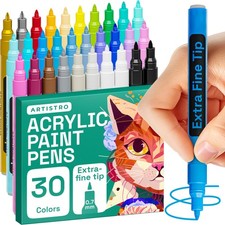 ARTISTRO 30 Acrylic Paint Markers for Rock, Fabric, Wood, Glass, Craft, Decor...