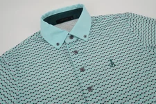 Greyson Golf Polo Men's Small Wolf Polo Shirt Blue Geometric Performance