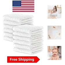 Muslin Baby Washcloths 10-Pack - Gentle 6-Layer Cotton for Newborns 10"x10"