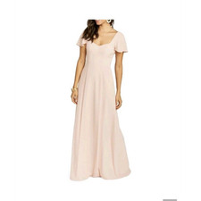 Show Me Your MuMu Blush Pink Marie Maxi Dress S Ruffle Sweetheart Flutter Sleeve