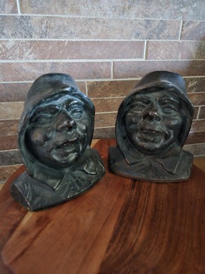Vintage Cast Iron Bookends Sailor Fisherman