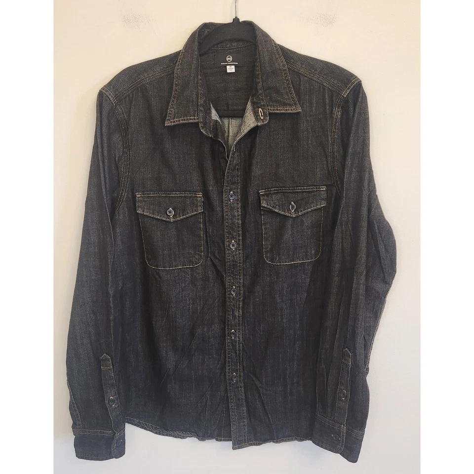 AG Adriano Goldschmied Mens Dark Charcoal Wash Denim Utility Shirt Medium NEW - Image 2 of 4