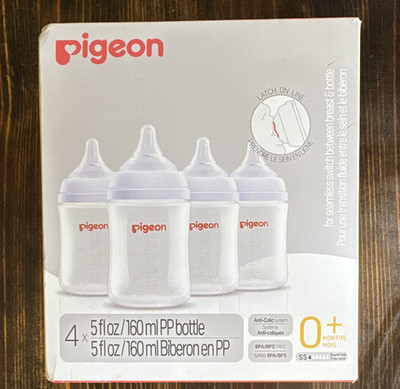 Pigeon PP Baby Bottles 4-Pack 5oz/160ml Wide Neck Anti-Colic Newborn Flow