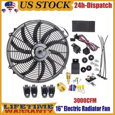 16 Electric Radiator Fan High 3000cfm Thermostat Wiring Switch Relay Kit 12v