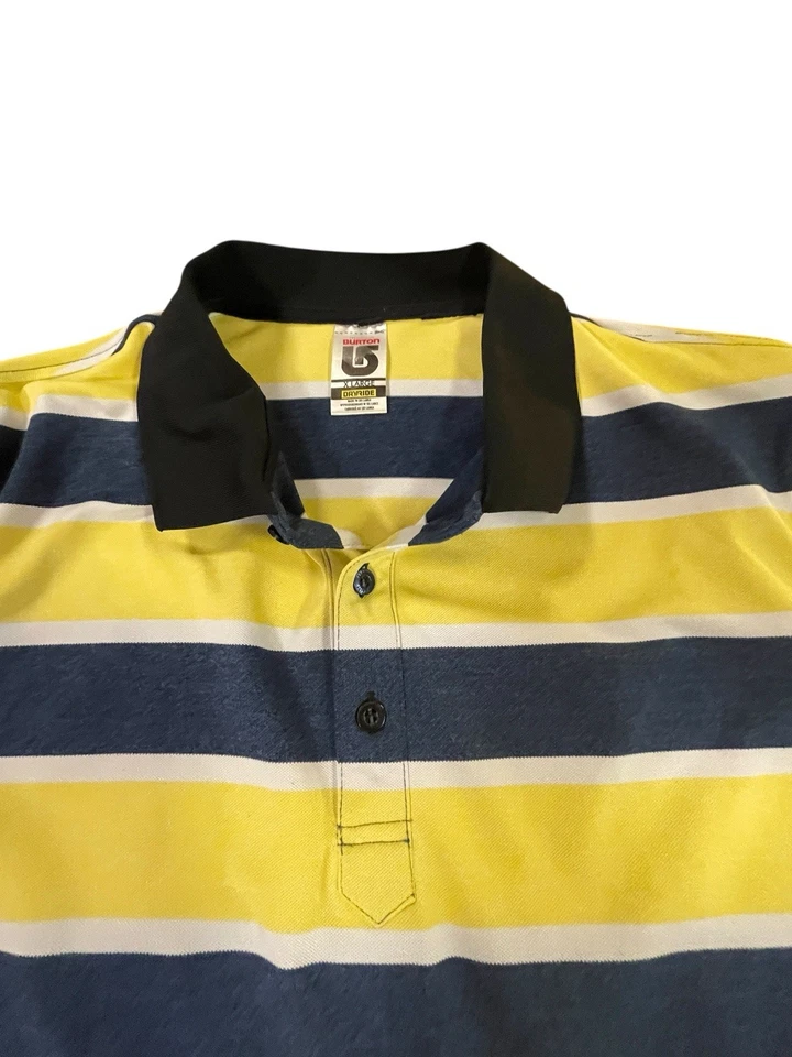Polo Burton XL para hombre azul y amarillo manga larga a rayas en capas con agujeros para los pulgares Foto 3 de 4