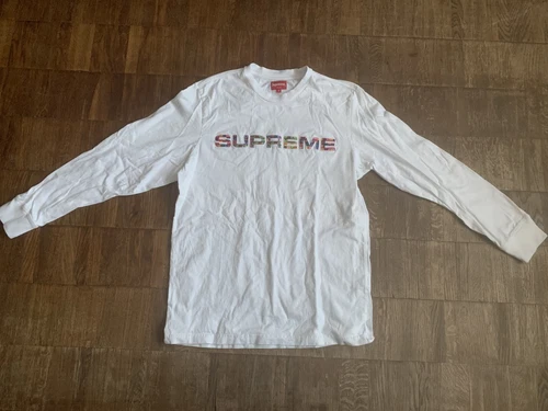 T shirt blanc à manches longues logo Supreme Meta taille M