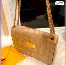 Valentino By Mario Valentino Alice Tan Leather Quilted Chain Strap Shoulder Bag