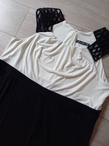 Joanna Hope Black & White Stretch Flared Dress Smart Occasion Evening UK26 - Picture 8 of 19