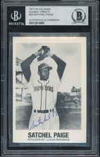SATCHEL PAIGE Autograph 1977-84 Galasso Glossy Greats Auto Signed Beckett BAS