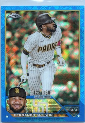 2023 Topps Chrome Logofractor Fernando Tatis Jr Blue Refractor #129 /150 Padres