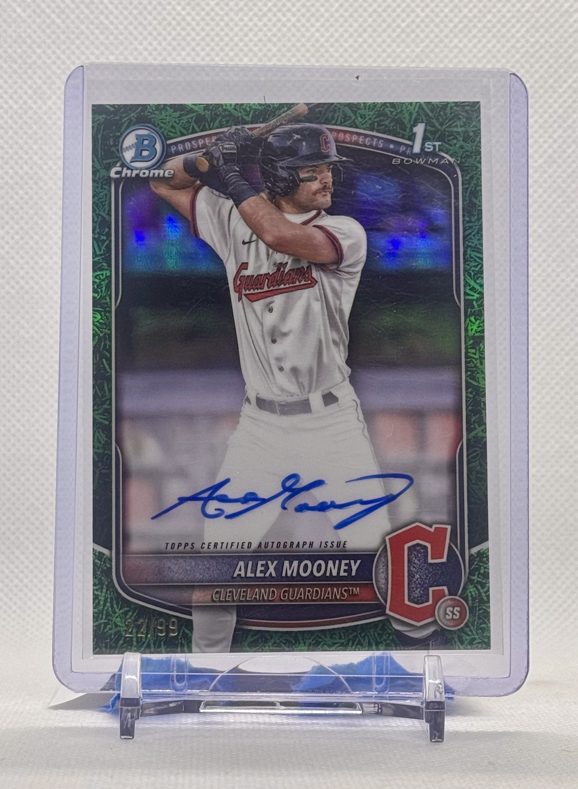 Alex Mooney 2025 Bowman Chrome 1st Green Grass Refractor SP Auto /99 CPA-AM
