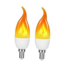 LED Candle Flame Light Bulbs, 3 Modes E14 Base Flickering Fire Light E14 2pack