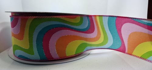 Gorgeous 63MM Luxury Wired Edged Rainbow Satin Ribbon Gift Wrapping, Decor.. - Picture 5 of 5