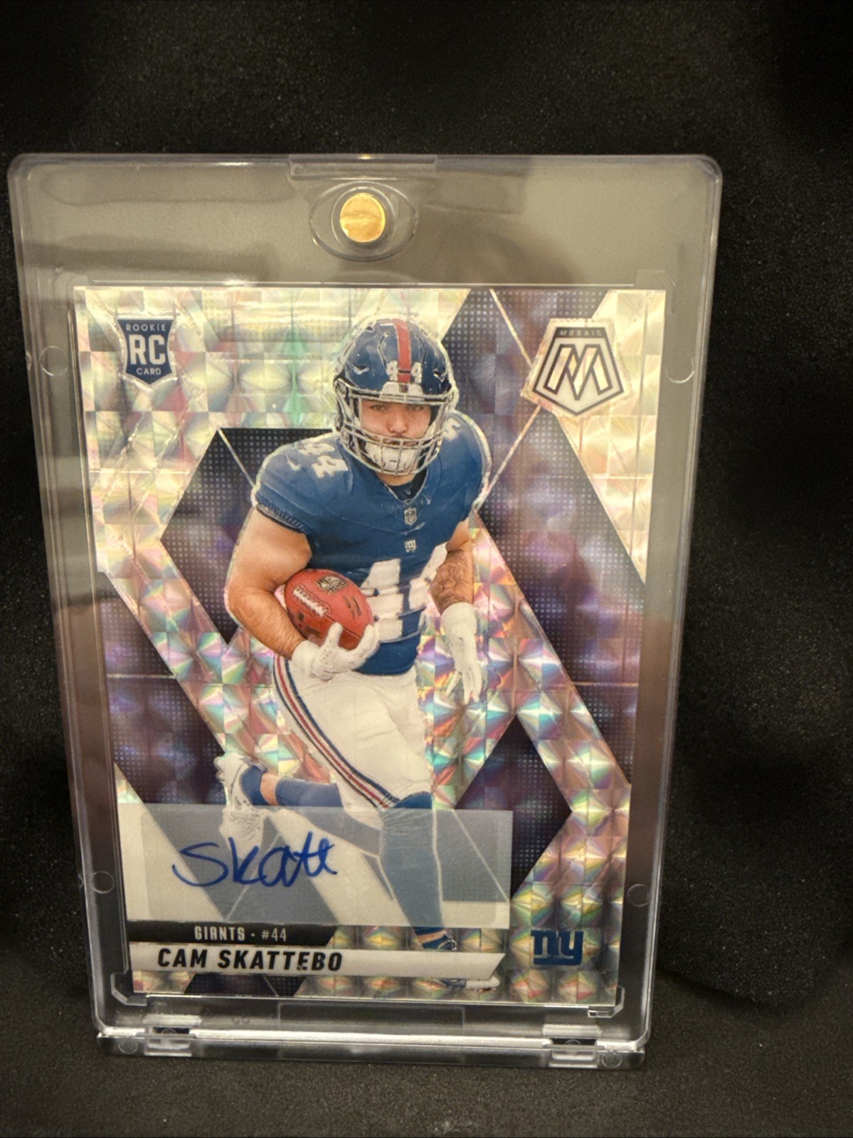 2025 Panini Mosaic Football Cam Skattebo Silver Auto Giants Rookie #305 RC