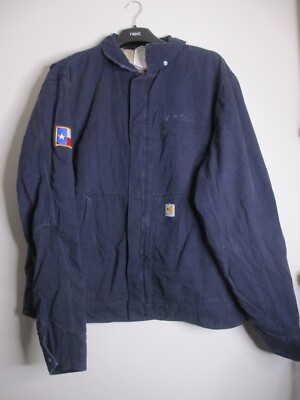 Carhartt Jacke Herren XL Blue Duck Canvas FR Flame Resistant Dearborn Texas Flag