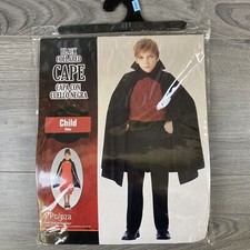 Black Collared Cape Child One Size Costume Halloween Dress Up Cosplay