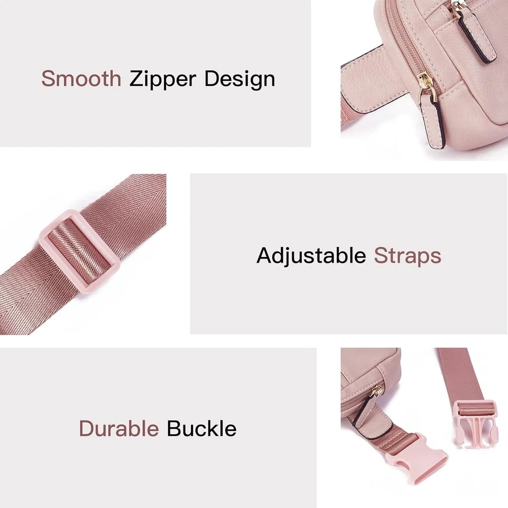 Belt Bag for Women PU Leather Fanny Pack Quilted Crossbody Bags for Women