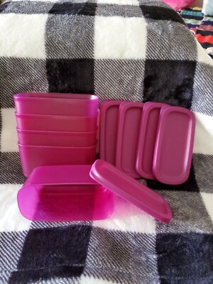 Tupperware Basic Bright Mini Retangular Containers Set Of 5 Purple New