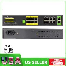 16 Port Gigabit Unmanaged PoE Switch +2 Uplink Network Switch 802.3af/at 300W