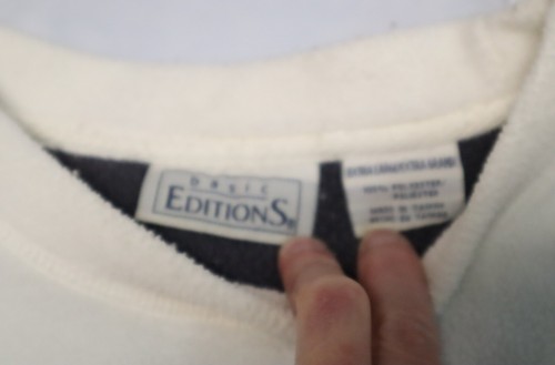 Vintage 1990s BASIC EDITIONS mens ivory fleece pullover sweater size XL - Picture 5 of 6